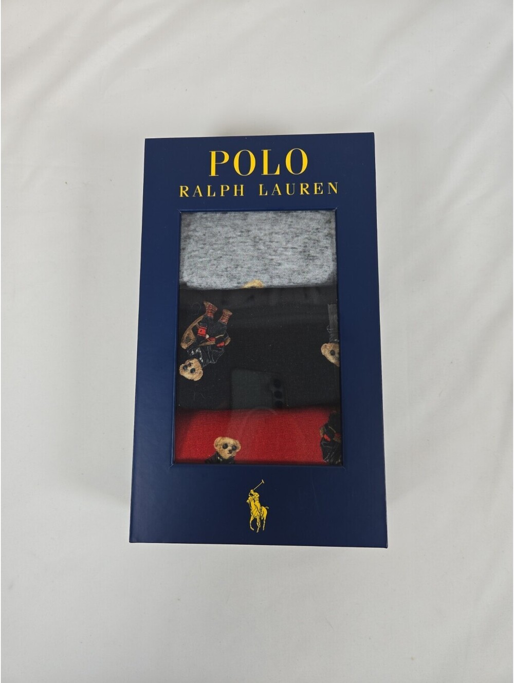 Polo Ralph Lauren Boxer Briefs Men Sz M Bear Black/Red/Gray Holiday (3-Pack)